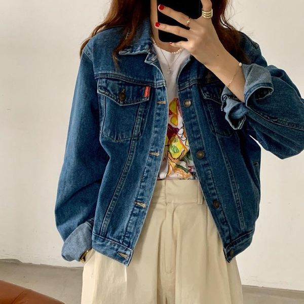 women's jackets korean fashion denim jacket women coat 2021 spring y2k loose casual harajuku oversized simple outwear, Black;brown
women's jackets korean fashion denim jacket women coat 2021 spring y2k loose casual harajuku oversized simple outwear, Black;brown
