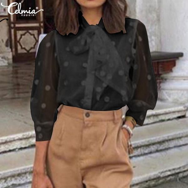 women's blouses & shirts s-5xl women celmia summer 3/4 sleeve bow tie casual loose tunic 2021 vintage see-through mesh femme blusas, White
women's blouses & shirts s-5xl women celmia summer 3/4 sleeve bow tie casual loose tunic 2021 vintage see-through mesh femme blusas, White