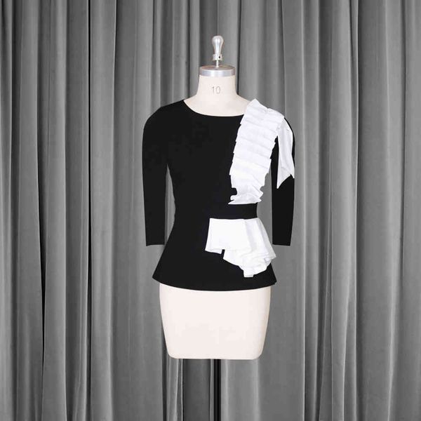 shirt women's blouse long sleeves, black-white neck frilly patches peplum elastic waist bluas big fashion fall g5ns
shirt women's blouse long sleeves, black-white neck frilly patches peplum elastic waist bluas big fashion fall g5ns