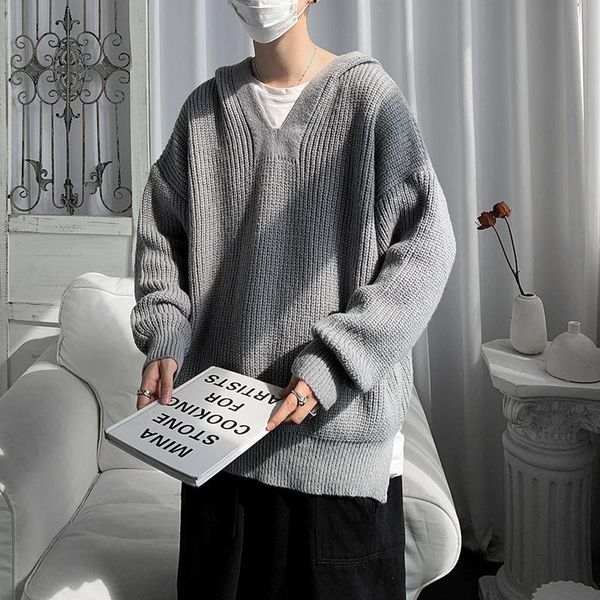 men's sweaters hoodies knitted sweater oversize clothes thick loose trend long sleeve outer wear solid casual warm all-match top, White;black
men's sweaters hoodies knitted sweater oversize clothes thick loose trend long sleeve outer wear solid casual warm all-match top, White;black