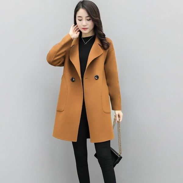 women's wool & blends winter women korean lapel overcoat outwear slim elegant plain coats full sleeve office lady coat manteau femme hi, Black
women's wool & blends winter women korean lapel overcoat outwear slim elegant plain coats full sleeve office lady coat manteau femme hi, Black
