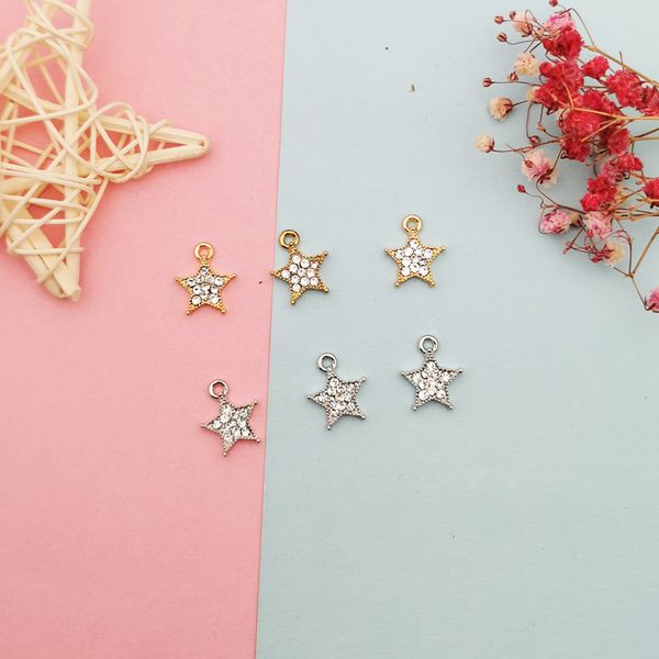 10pcs bling rhinestone star gold/silver plated zinc alloy charms pendant jewelry diy necklace bracelet earrings floating, Bronze;silver
10pcs bling rhinestone star gold/silver plated zinc alloy charms pendant jewelry diy necklace bracelet earrings floating, Bronze;silver