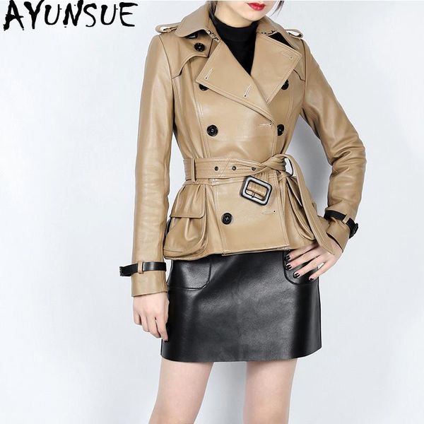 women's leather & faux ayunsue real genuine jacket women clothes 2021 fur coat spring sheepskin korean elegant trench coats, Black
women's leather & faux ayunsue real genuine jacket women clothes 2021 fur coat spring sheepskin korean elegant trench coats, Black