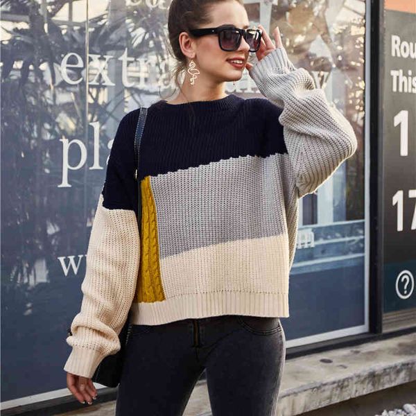 women's sweaters ladies knitting simple casual stitching female pullover winter lantern sleeve warm loose streetwear clothes, White;black
women's sweaters ladies knitting simple casual stitching female pullover winter lantern sleeve warm loose streetwear clothes, White;black