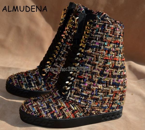 boots multicolor canvas women high platform casual shoes lace up street style motorcycle wedge woman ankle booties, Black
boots multicolor canvas women high platform casual shoes lace up street style motorcycle wedge woman ankle booties, Black