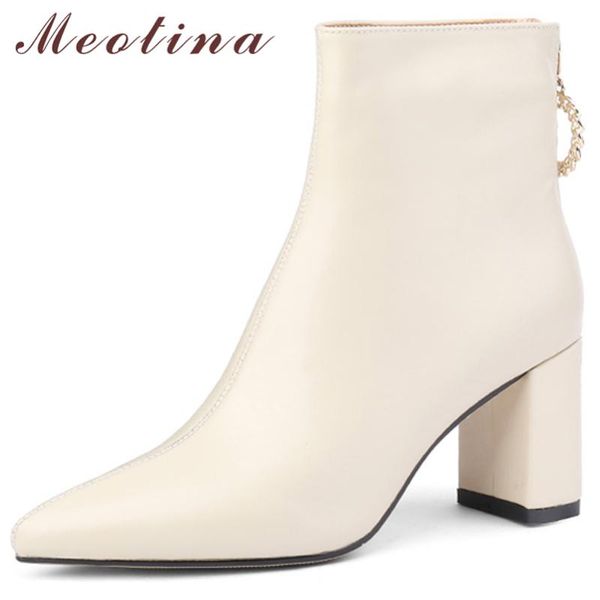 boots meotina ankle women genuine leather thick high heel fashion zipper pointed toe ladies beige autumn winter 46, Black
boots meotina ankle women genuine leather thick high heel fashion zipper pointed toe ladies beige autumn winter 46, Black