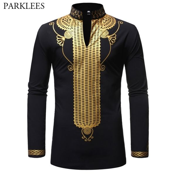 men's luxury gold print dashiki african bazin dress shirt brand mandarin collar long sleeve tribal blouse chemise homme 2xl 210522, White;black
men's luxury gold print dashiki african bazin dress shirt brand mandarin collar long sleeve tribal blouse chemise homme 2xl 210522, White;black