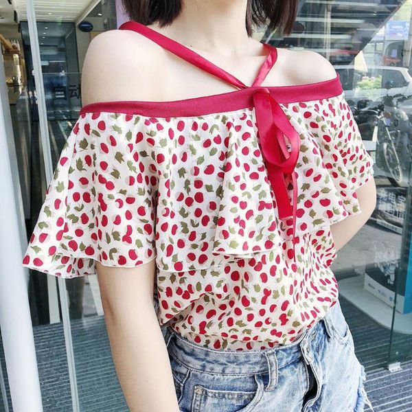 women's blouses & shirts women casual vintage strapless bow tie neck halter shirt ladies floral short sleeve chiffon blusas 2021 tee, White
women's blouses & shirts women casual vintage strapless bow tie neck halter shirt ladies floral short sleeve chiffon blusas 2021 tee, White