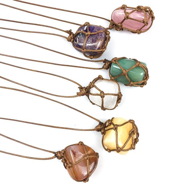 irregular natural crystal stone rope braided handmade pendant necklaces with chain for women girl fashion sweater jewelry, Silver
irregular natural crystal stone rope braided handmade pendant necklaces with chain for women girl fashion sweater jewelry, Silver