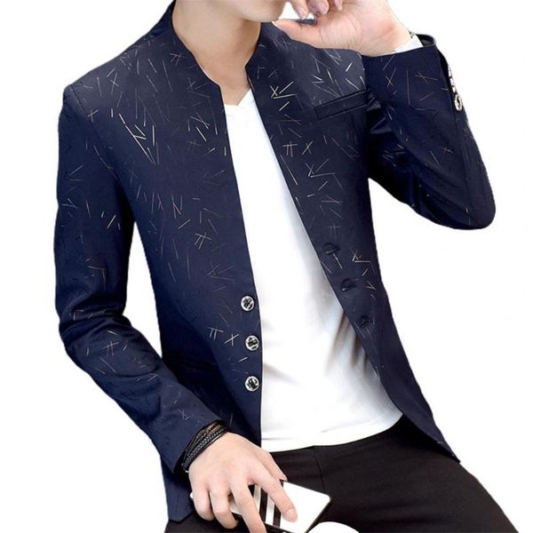 men's suits & blazers men blazer vintage print korean style spring autumn stand collar fake pockets buttons for business clothing 3xl, White;black
men's suits & blazers men blazer vintage print korean style spring autumn stand collar fake pockets buttons for business clothing 3xl, White;black