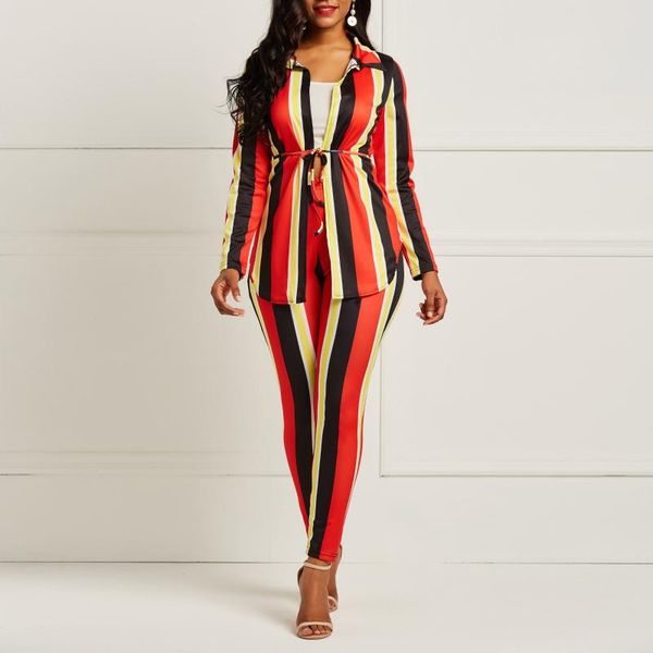 two piece dress clocolor striped pant suit set women long sleeve shirt pants female fashion outfit office lady work wear, White
two piece dress clocolor striped pant suit set women long sleeve shirt pants female fashion outfit office lady work wear, White