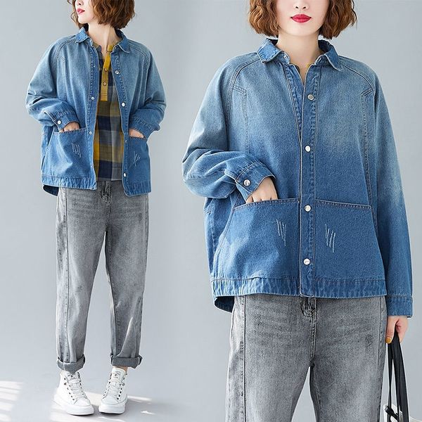 tracksuits more size autumn clothes korean simple temperament short denim female casual wild vintage shirt k857 jacket usm3, Gray
tracksuits more size autumn clothes korean simple temperament short denim female casual wild vintage shirt k857 jacket usm3, Gray