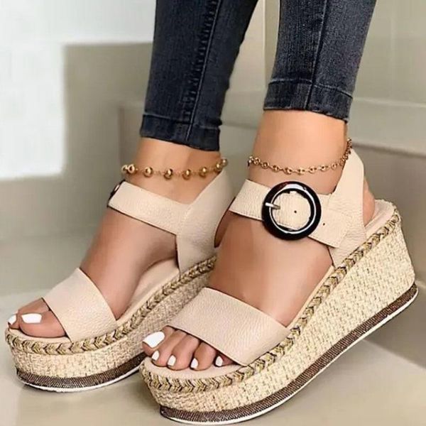 sandals summer women espadrille high heels wedges ladies shoes open toe platform buckle strap female beach, Black
sandals summer women espadrille high heels wedges ladies shoes open toe platform buckle strap female beach, Black