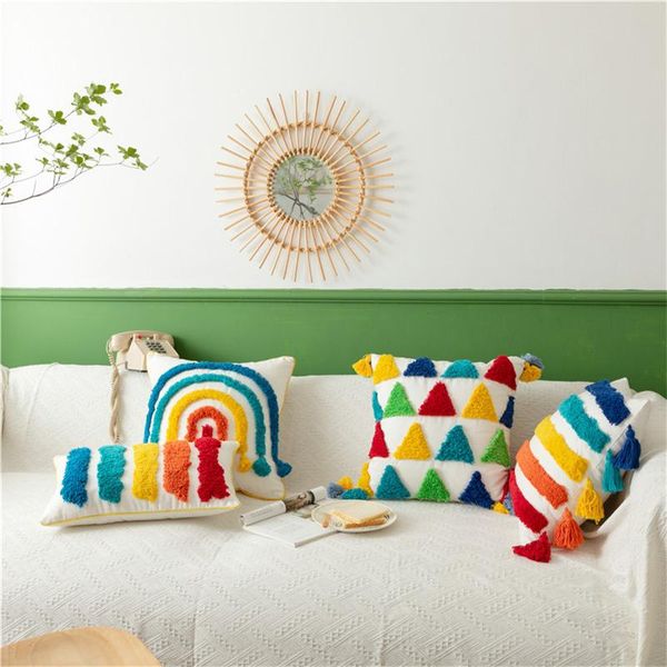 cushion/decorative pillow 45x45cm/30x50cm moroccan style cotton canvas tufted rainbow geometric stripe pillowcase model home sofa cushion co
cushion/decorative pillow 45x45cm/30x50cm moroccan style cotton canvas tufted rainbow geometric stripe pillowcase model home sofa cushion co