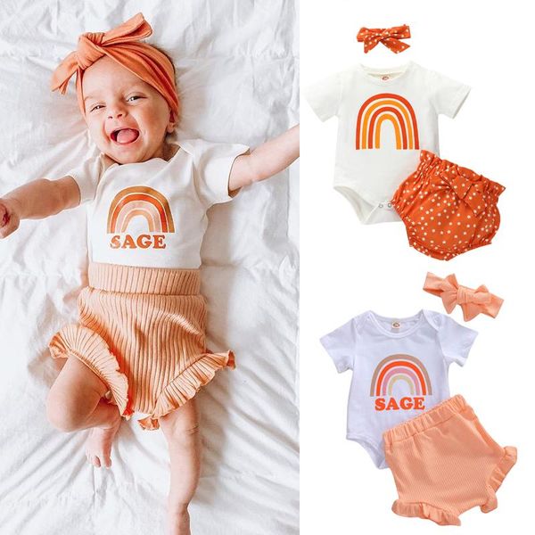 0-24m 3pcs toddler baby girls clothing set rainbow printed short sleeve bodysuits+dot/leopard shorts+headband summer clothes sets, White
0-24m 3pcs toddler baby girls clothing set rainbow printed short sleeve bodysuits+dot/leopard shorts+headband summer clothes sets, White