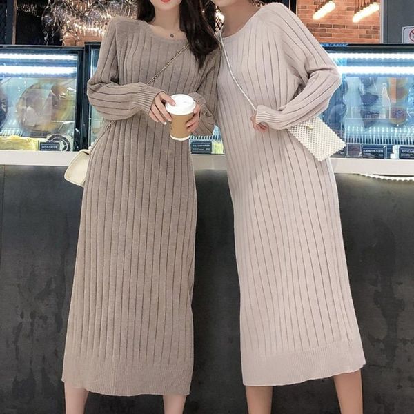 casual dresses solid simple knitted bottomed maxi dress autumn and winter loose sweater straight long sleeve robe femme hiver 2021, Black;gray
casual dresses solid simple knitted bottomed maxi dress autumn and winter loose sweater straight long sleeve robe femme hiver 2021, Black;gray