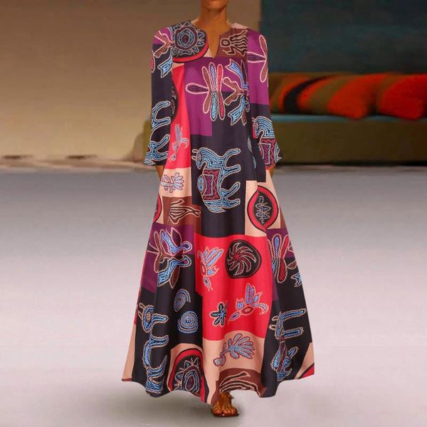 casual dresses v neck elegant long dress women print daily sleeve pocket vintage bohemian maxi sukienki damskie #g3, Black;gray
casual dresses v neck elegant long dress women print daily sleeve pocket vintage bohemian maxi sukienki damskie #g3, Black;gray
