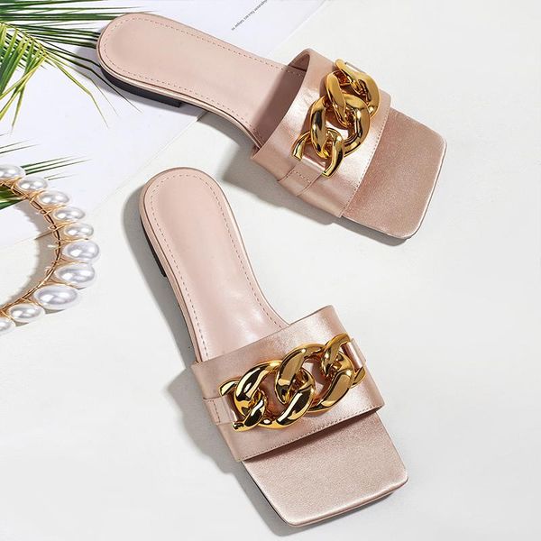 slippers donna-in 2021 summer women's slipper metal chain buckle decoration square toe fashion elegant female flat shoes, Black
slippers donna-in 2021 summer women's slipper metal chain buckle decoration square toe fashion elegant female flat shoes, Black