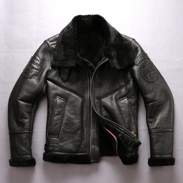 men's leather & faux real fur coat winter men clothes 2021 100% genuine jacket sheep shearling bomber sheepskin hiver 8001, Black
men's leather & faux real fur coat winter men clothes 2021 100% genuine jacket sheep shearling bomber sheepskin hiver 8001, Black