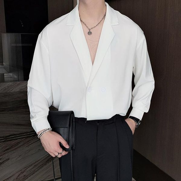 men's casual shirts 2021 autumn turn-down collar long sleeve white shirt for men loose cuasal japan style clothing, White;black
men's casual shirts 2021 autumn turn-down collar long sleeve white shirt for men loose cuasal japan style clothing, White;black