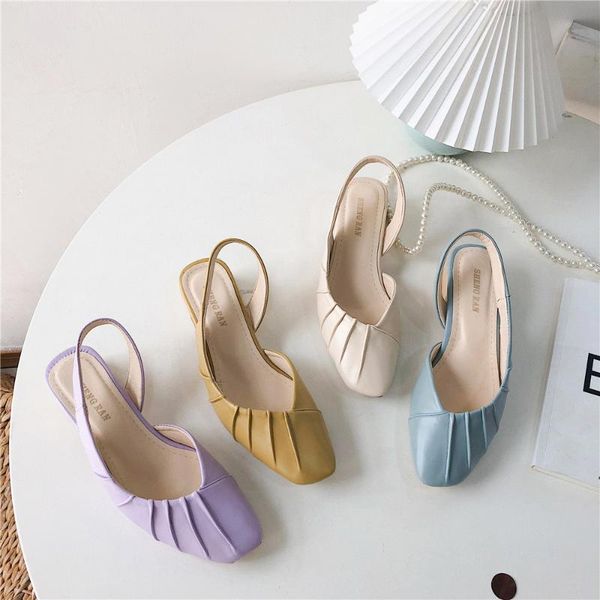 dress shoes pleated baotou sandals female fairy wind french high heels purple 2021 summer korean single, Black
dress shoes pleated baotou sandals female fairy wind french high heels purple 2021 summer korean single, Black