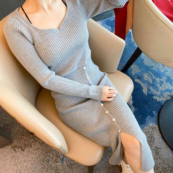 dress long over the knee split woolen for women's slim fitting western style knitted autumn and winter, White;black
dress long over the knee split woolen for women's slim fitting western style knitted autumn and winter, White;black