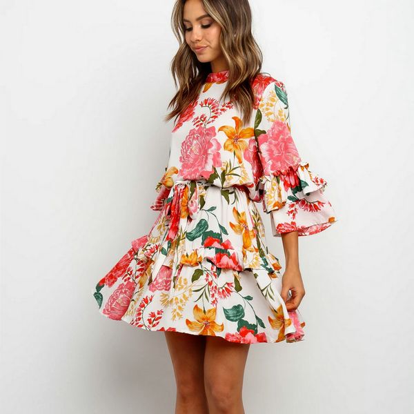 boho beach summer flower sundress women long sleeve ruffles floral mini dress elegant ladies evening party club dames dresses, Black;white
boho beach summer flower sundress women long sleeve ruffles floral mini dress elegant ladies evening party club dames dresses, Black;white