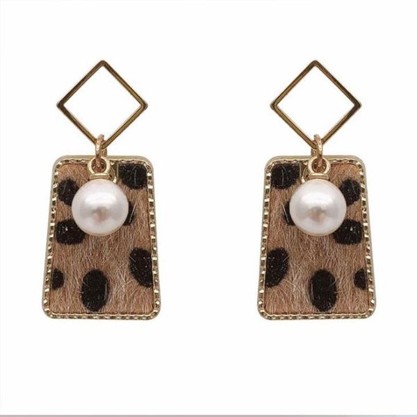 korean simple style square earrings for women dangle pearl winter temperament trendy luxury wedding jewelry, Golden;silver