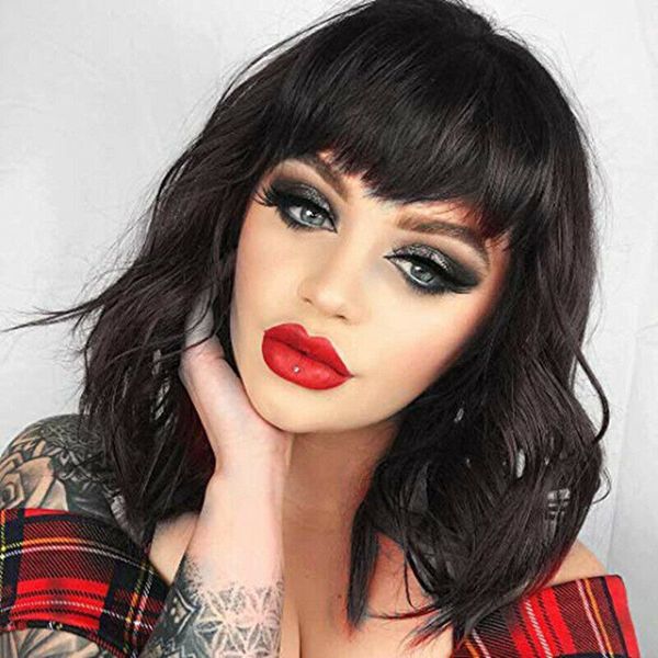 fashion short water wave black bob wig with bangs synthetic curly wigs for women daily life cosplay
fashion short water wave black bob wig with bangs synthetic curly wigs for women daily life cosplay