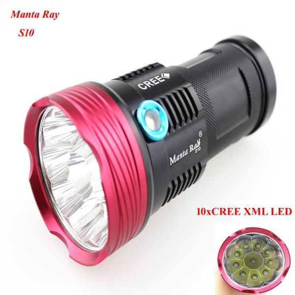 manta ray s10 10xcree xml 10000lm 3-mode led (1x18650/2x18650/3x18650/4x18650) flashlights torches
manta ray s10 10xcree xml 10000lm 3-mode led (1x18650/2x18650/3x18650/4x18650) flashlights torches