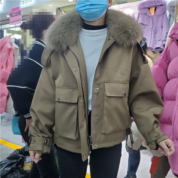 women's jackets 2021 winter removable big fur collar women parkas korean loose casual long sleeve female short cotton outwear mulher ja, Black;brown
women's jackets 2021 winter removable big fur collar women parkas korean loose casual long sleeve female short cotton outwear mulher ja, Black;brown
