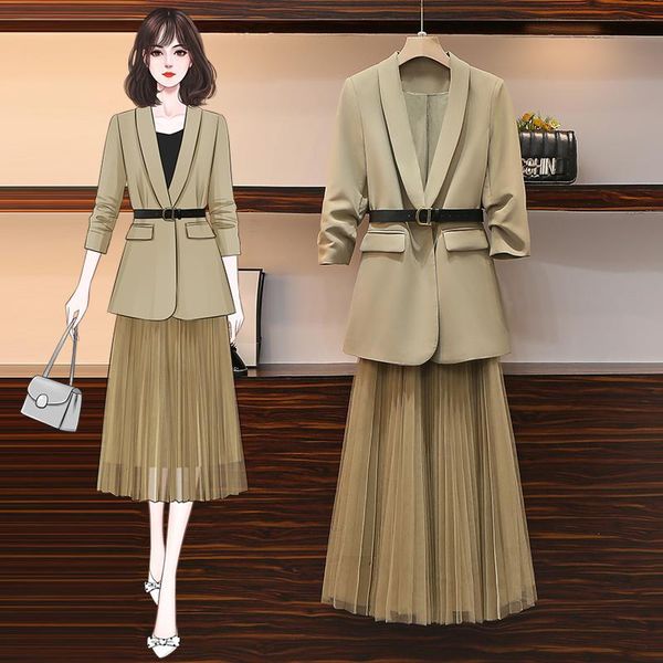 two piece dress work pant suits ol 2 set for women business plus size loose coat oversized skirt suit office lady outfits, White
two piece dress work pant suits ol 2 set for women business plus size loose coat oversized skirt suit office lady outfits, White