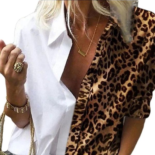 women's blouses & shirts fashion women spring summer v neck leopard print patchwork long sleeve casual loose plus size, White
women's blouses & shirts fashion women spring summer v neck leopard print patchwork long sleeve casual loose plus size, White