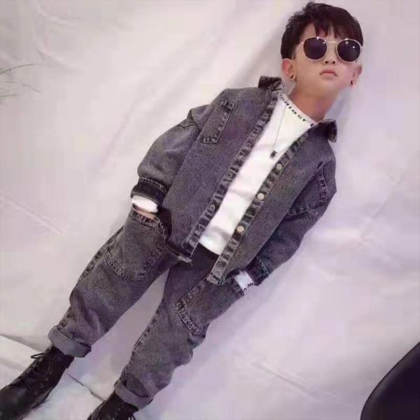 fashion autumn kids boys denim jackets coat quality pants 2pcs set spring wear children clothes suit, White
fashion autumn kids boys denim jackets coat quality pants 2pcs set spring wear children clothes suit, White