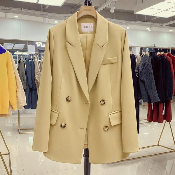 women's suits & blazers superaen spring autumn 2021 solid slim loose double-breasted waist suit coat casual jacket blazer women, White;black
women's suits & blazers superaen spring autumn 2021 solid slim loose double-breasted waist suit coat casual jacket blazer women, White;black