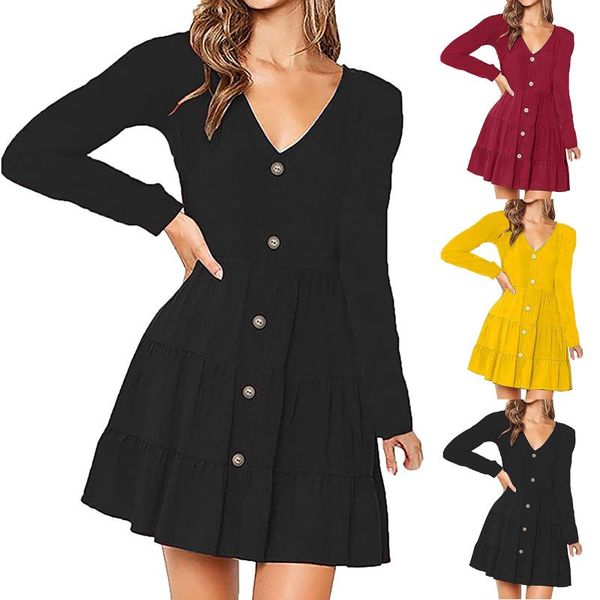 casual dresses fashion women mini dress swing long sleeve vneck single breasted solid color button slim lace up knee length, Black;gray
casual dresses fashion women mini dress swing long sleeve vneck single breasted solid color button slim lace up knee length, Black;gray
