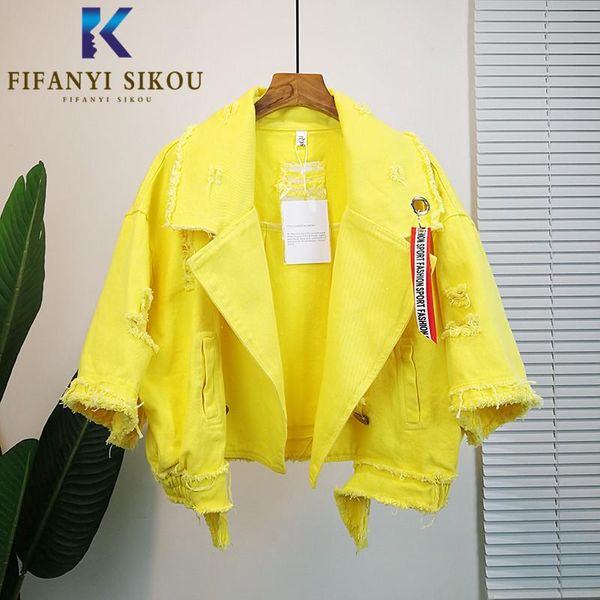 women's jackets spring autumn denim jaacket women short coat lapel tassel ripped jeans jacket female fashion loose harajuku, Black;brown
women's jackets spring autumn denim jaacket women short coat lapel tassel ripped jeans jacket female fashion loose harajuku, Black;brown