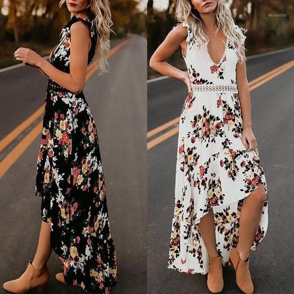 woman sleeveless v neck dress elegant floral print irregular hem backless long ankle-length tank dresses women summer beach casual, Black;gray
woman sleeveless v neck dress elegant floral print irregular hem backless long ankle-length tank dresses women summer beach casual, Black;gray