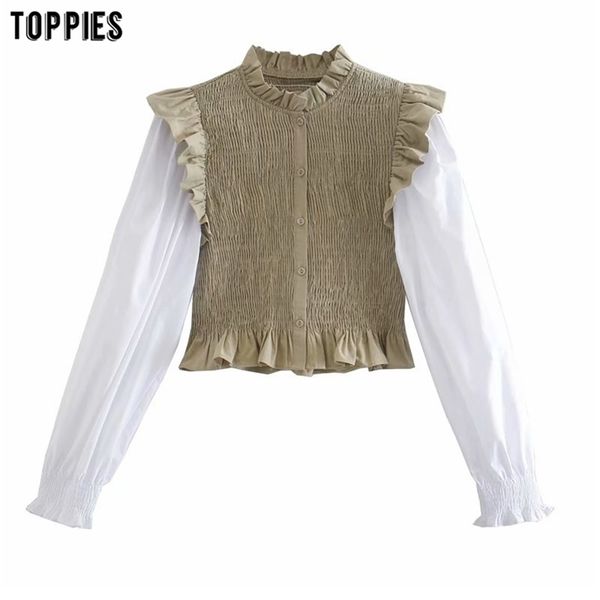 woman long sleeve spliced blouses shirts ruffles elastic cropped female korean fashion clothes 210421, White
woman long sleeve spliced blouses shirts ruffles elastic cropped female korean fashion clothes 210421, White