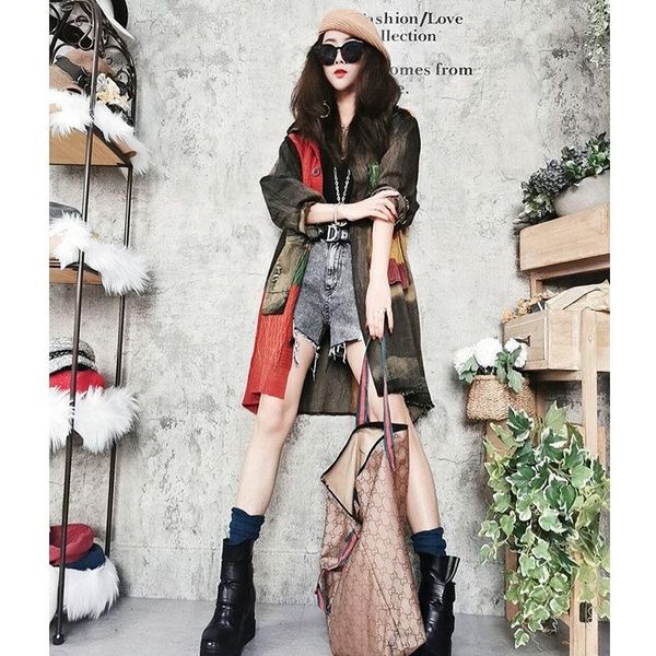 spring autumn mid-length denim jacket women's loose all-matching slimming stitching casual cardigan fashionable jackets, Black;brown
spring autumn mid-length denim jacket women's loose all-matching slimming stitching casual cardigan fashionable jackets, Black;brown