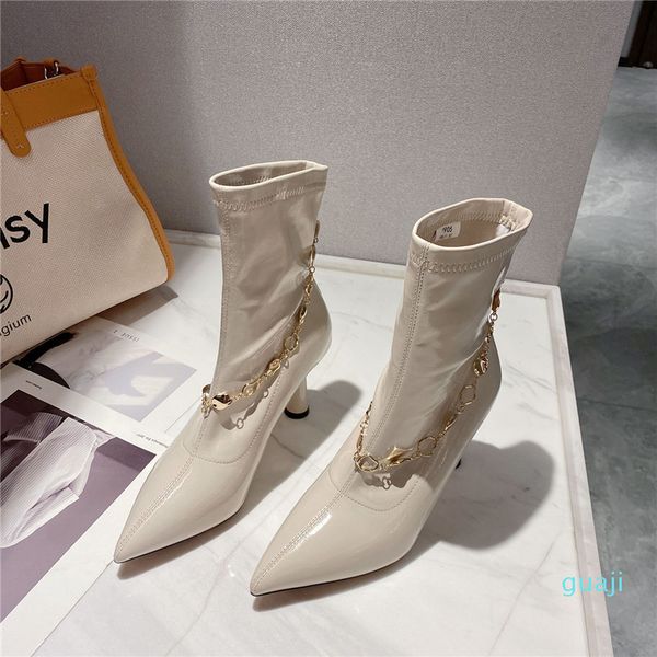women boots chain decoration soft bottom genuine leather comfortable womens asakuchi fashion boot ladies banquet bottes size 34-39, Black
women boots chain decoration soft bottom genuine leather comfortable womens asakuchi fashion boot ladies banquet bottes size 34-39, Black