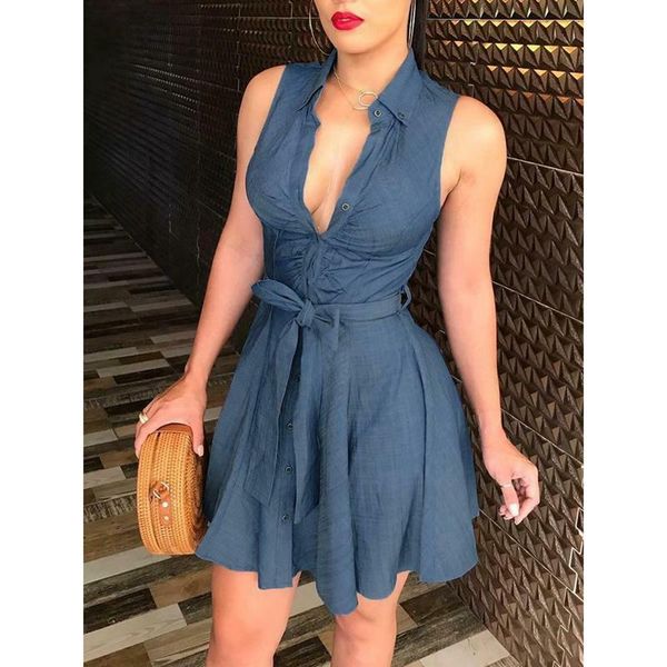 casual dresses zoulv 2021 denim shirt dress size elegant women vintage mini skater button v neck with belt, Black;gray
casual dresses zoulv 2021 denim shirt dress size elegant women vintage mini skater button v neck with belt, Black;gray