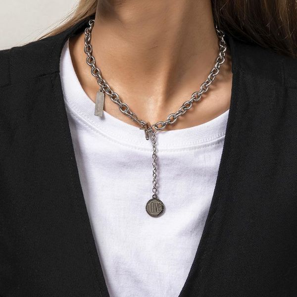 pendant necklaces hip-hop punk retro round brand necklace for women and men fashion trend stainless steel clavicle chain charm jewelry, Silver
pendant necklaces hip-hop punk retro round brand necklace for women and men fashion trend stainless steel clavicle chain charm jewelry, Silver
