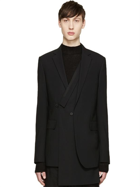 men's suits & blazers spring lapel solid color irregular asymmetrical design slim double breasted quality suit, White;black
men's suits & blazers spring lapel solid color irregular asymmetrical design slim double breasted quality suit, White;black