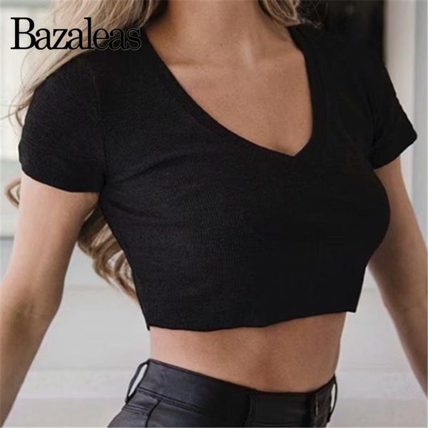 women's t-shirt bazaleas slim tshirt punk crop cropped shirts harajuku v neck tee streetwear women, White
women's t-shirt bazaleas slim tshirt punk crop cropped shirts harajuku v neck tee streetwear women, White