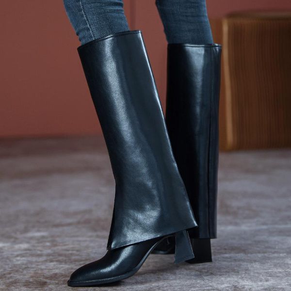 boots women's genuine leather thick high heel square toe slip-on winter warm plush knee elegant ladies long trouser, Black
boots women's genuine leather thick high heel square toe slip-on winter warm plush knee elegant ladies long trouser, Black