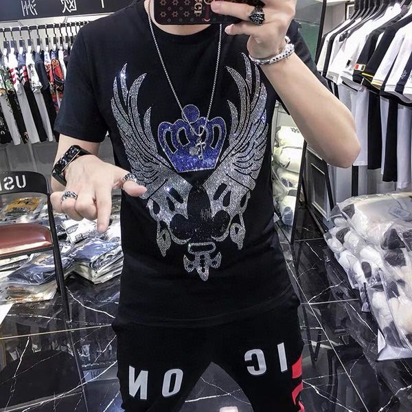 men's t-shirts t-shirt 100% cotton short sleeve wings strass men's shirt casual summer k4xo, White;black
men's t-shirts t-shirt 100% cotton short sleeve wings strass men's shirt casual summer k4xo, White;black
