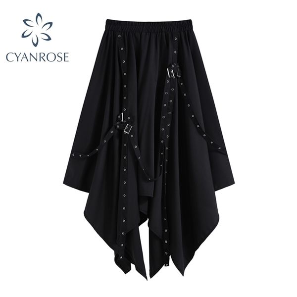oversized streetwear gothic skirts women summer high waist irregular black female punk belt patchwork clothes 210515
oversized streetwear gothic skirts women summer high waist irregular black female punk belt patchwork clothes 210515