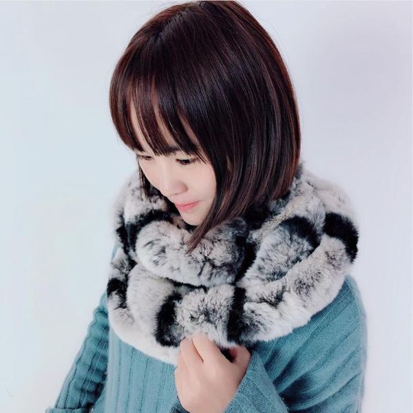 scarves women's real fur scarf 2021 brand winter girl natural, Blue;gray