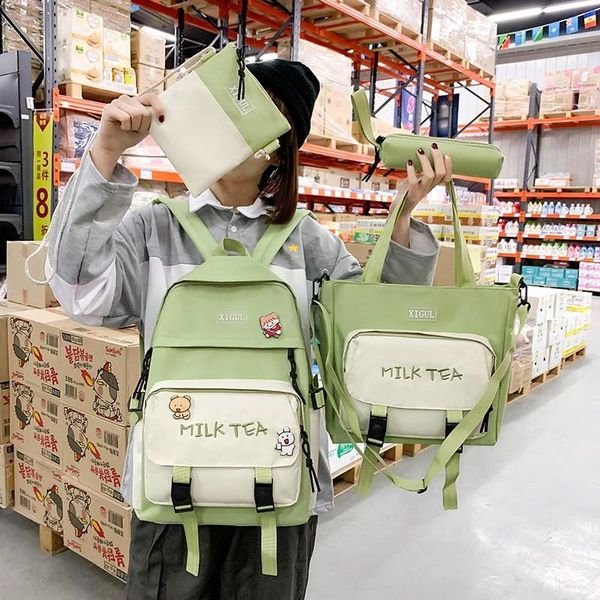 school bags 4 pcs sets backpack canvas for teenager girls women cute college student girl
school bags 4 pcs sets backpack canvas for teenager girls women cute college student girl